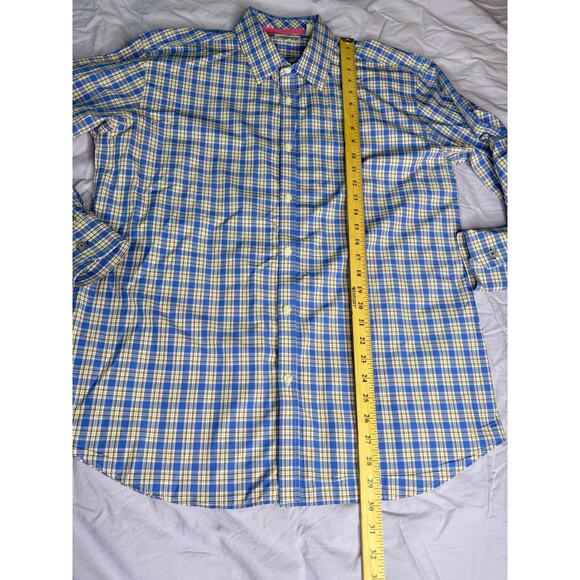 Jeremy Argyle NYC Men's sz Large Blue Tan Plaid Button Down Shrt Long Sleeve - Picture 11 of 11
